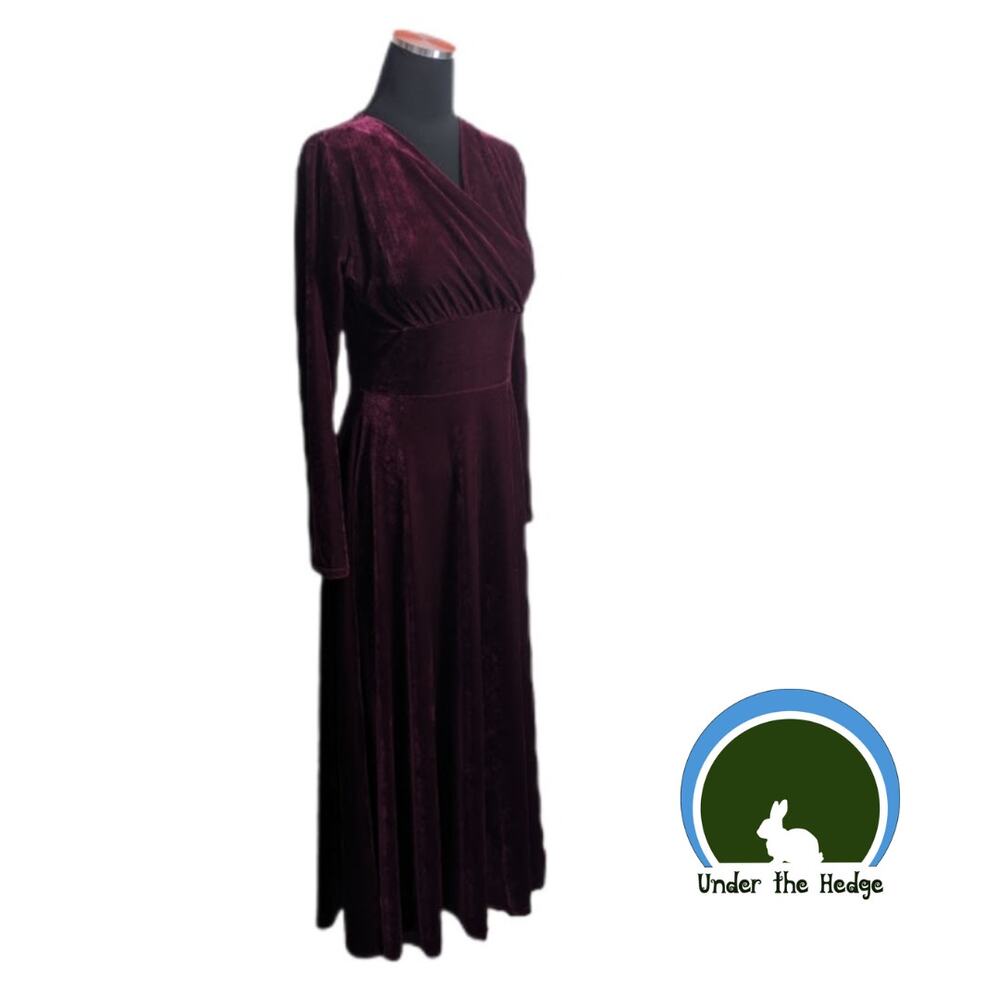 Urban Coco Burgundy Velvet Empire Waist Dress | Small | Goth Glam Witch Vamp